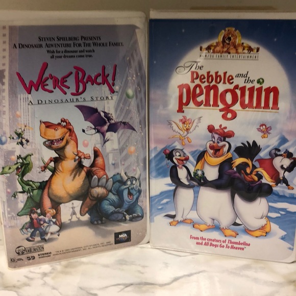 Vintage VHS Kids Movies Bundle: "We're Back!" & "The Pebble and the Penguin" - Picture 2 of 4